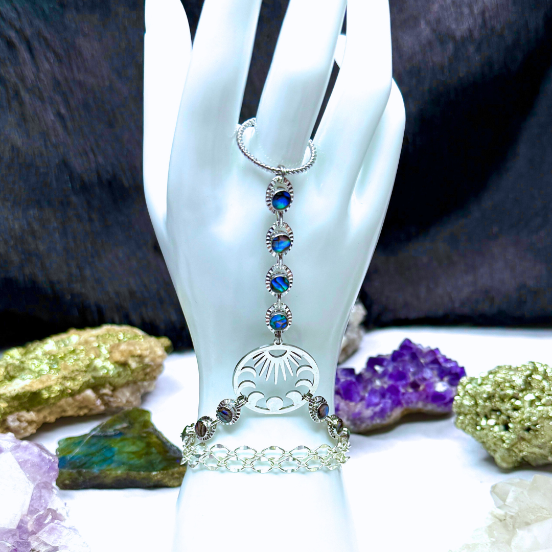 Blue Silver Sun & Moon Hand Chain Duo