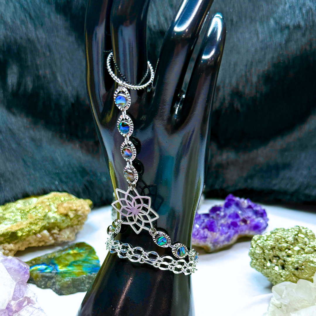 Blue Silver Star Flower Hand Chain Duo