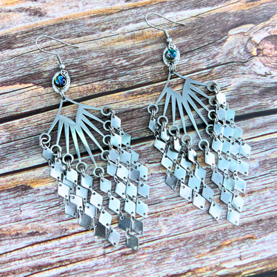 stainless steel shell fringe earrings