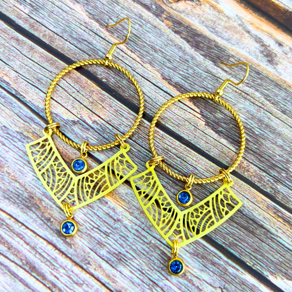 Filigree Hoop Crystal Earrings