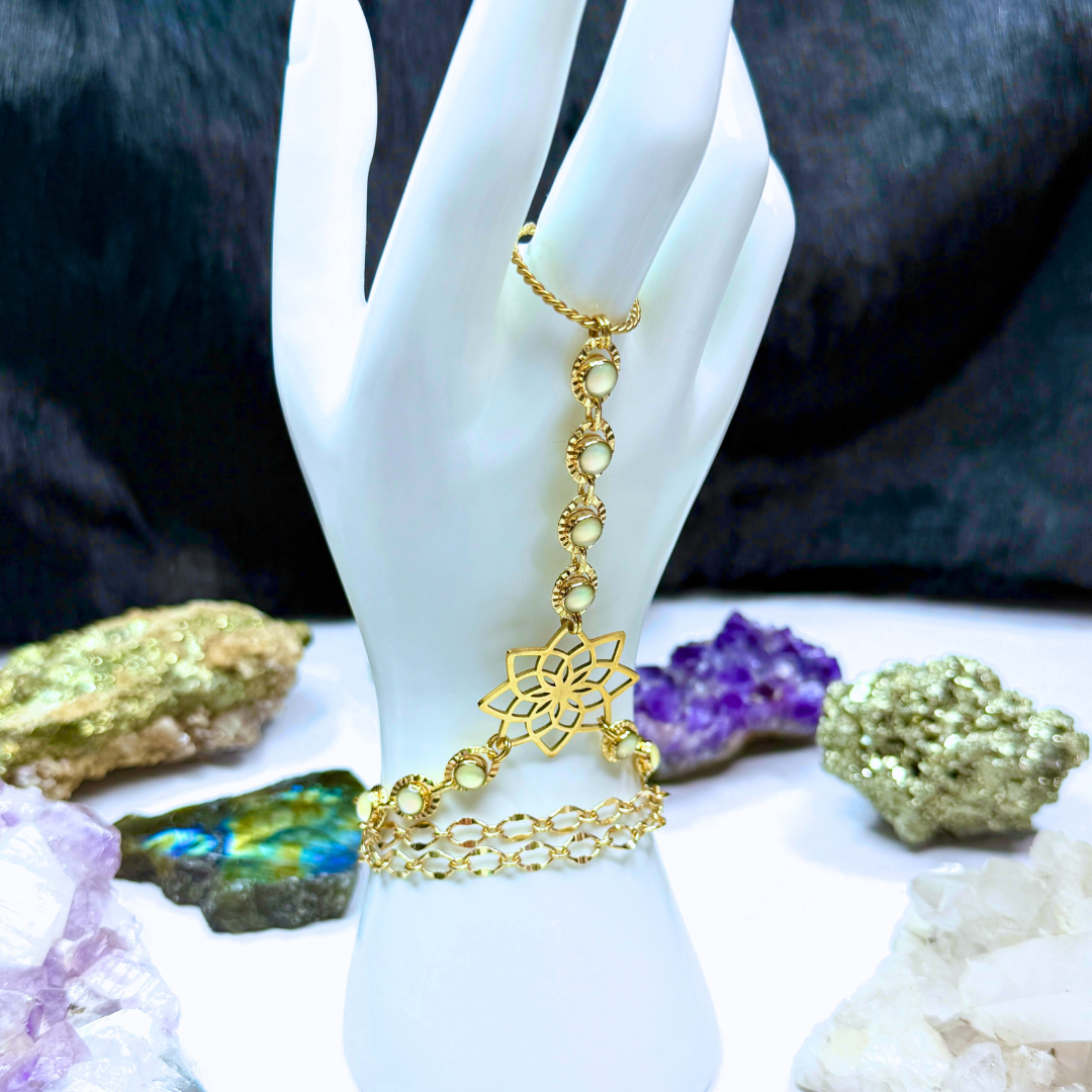 White Gold Star Flower Hand Chain Duo