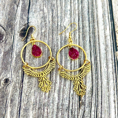 bird hoop earrings