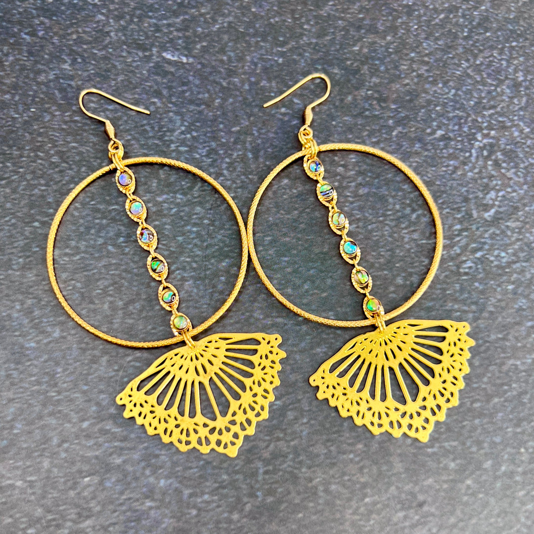 Lace Shell Maxi Hoop Earrings