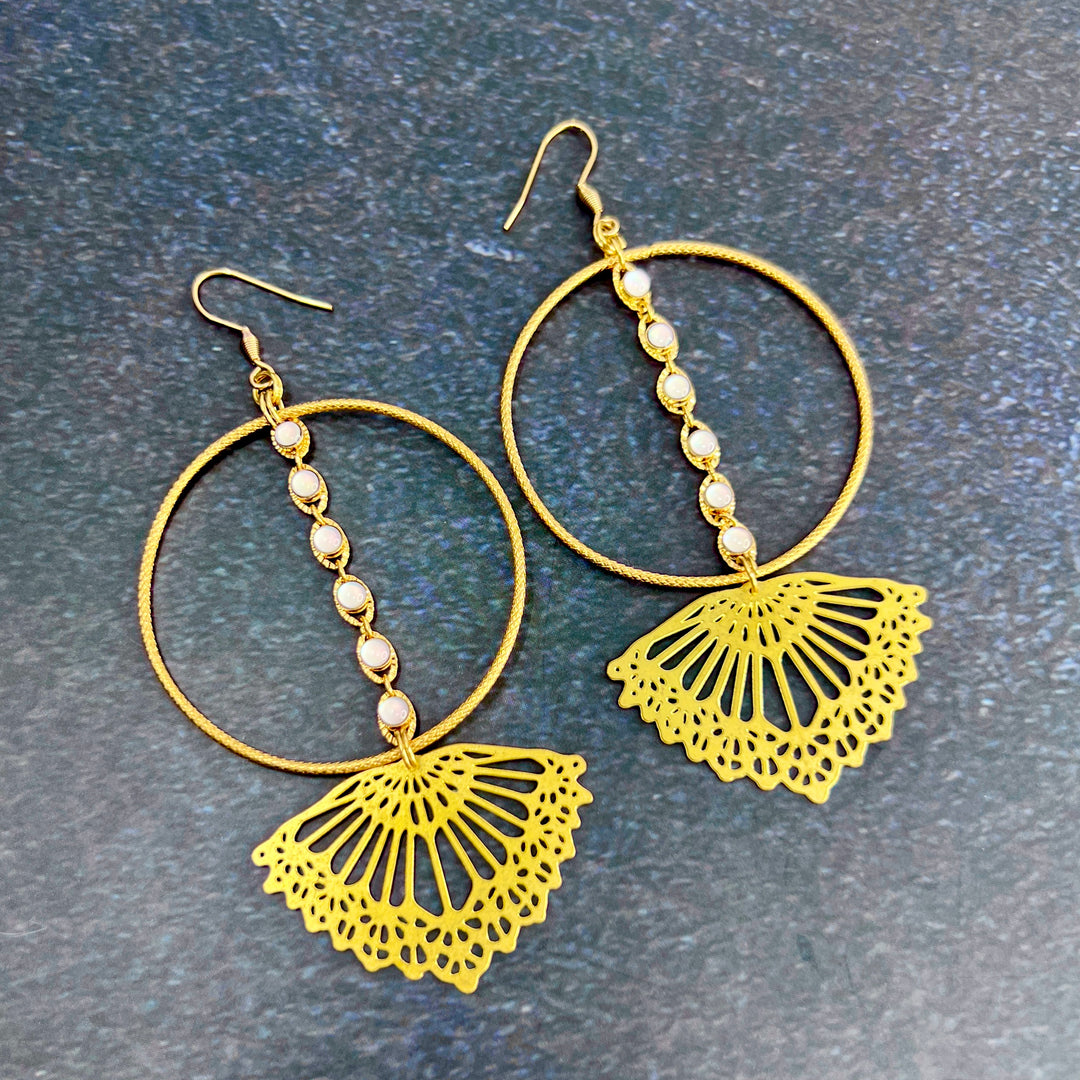 Lace Shell Maxi Hoop Earrings
