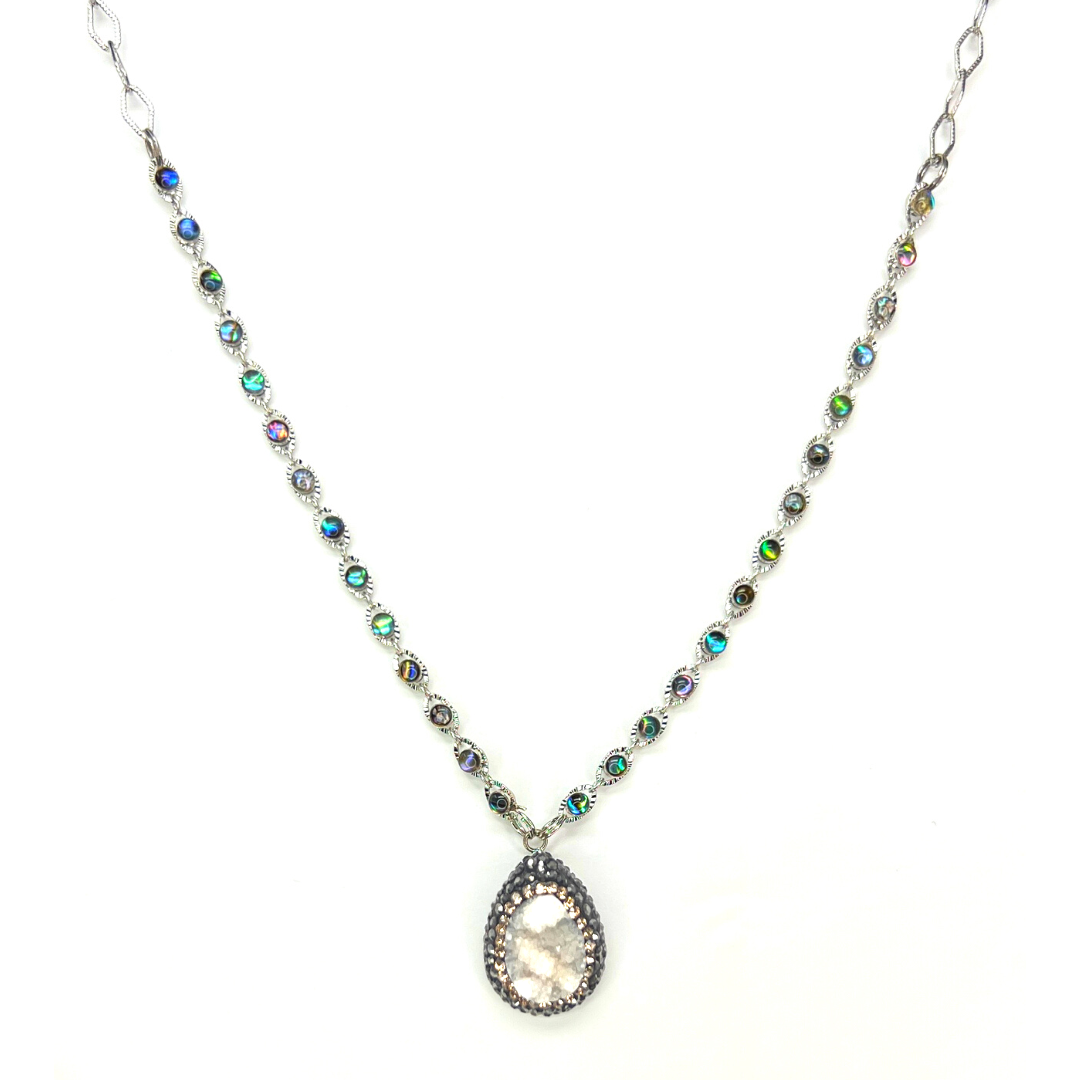 White Druzy & Crystal Pave Necklace