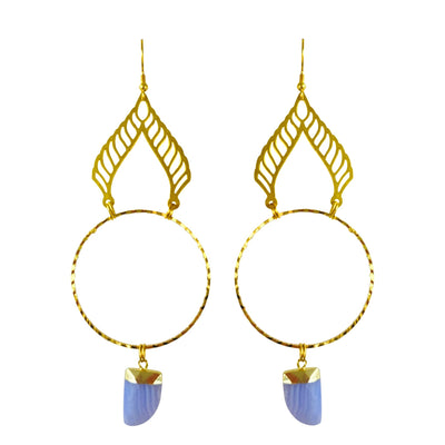 Blue Lace Agate Albali Hoop Earrings