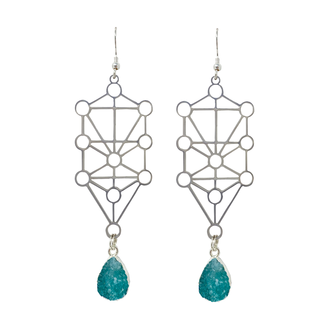 Jungle Steel Sefirot Earrings