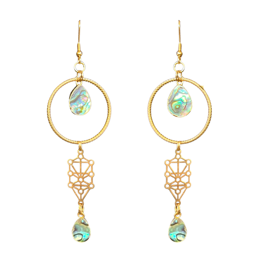 Hoop Shell Sefirot Drop Earrings