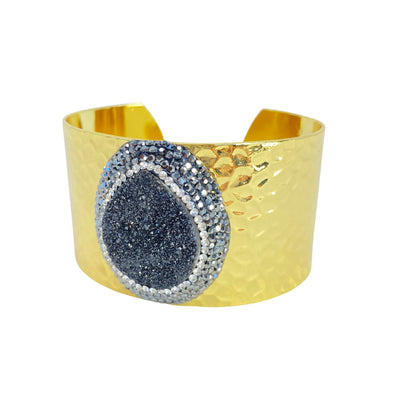 Black Druzy & Gold Cuff Bracelet
