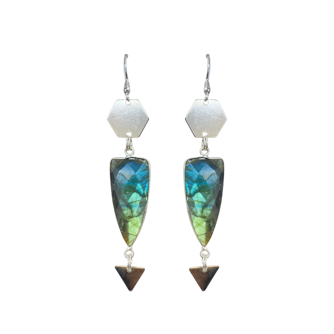 Silver Auva Labradorite Earrings