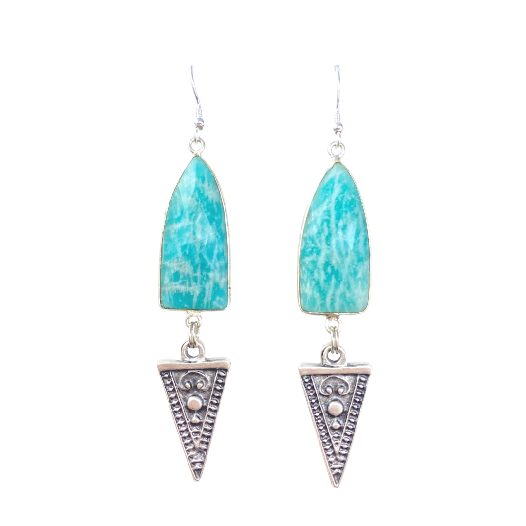 Silver Malechite Alhena Spike Earrings
