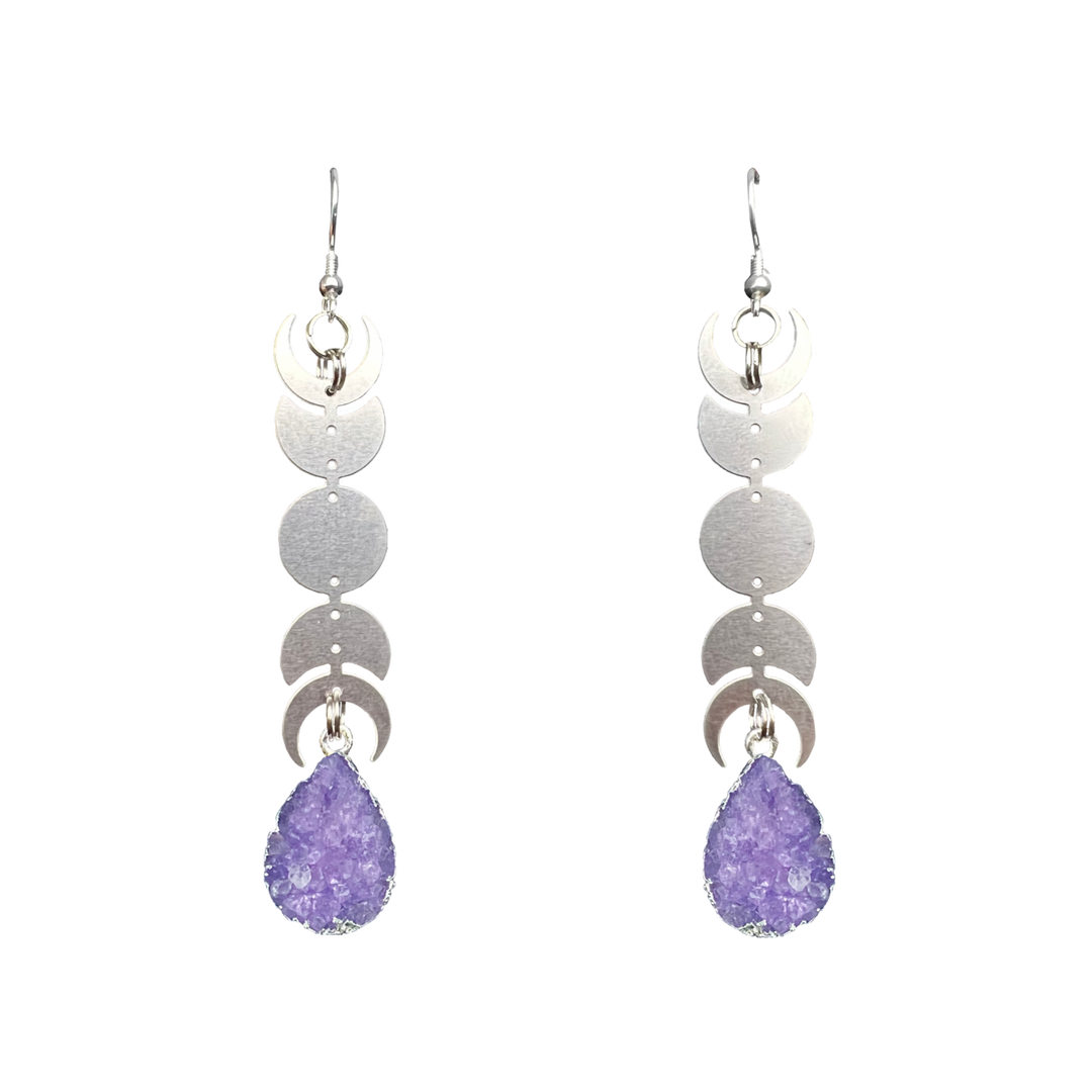 Lavender Steel Moon Miram Earrings