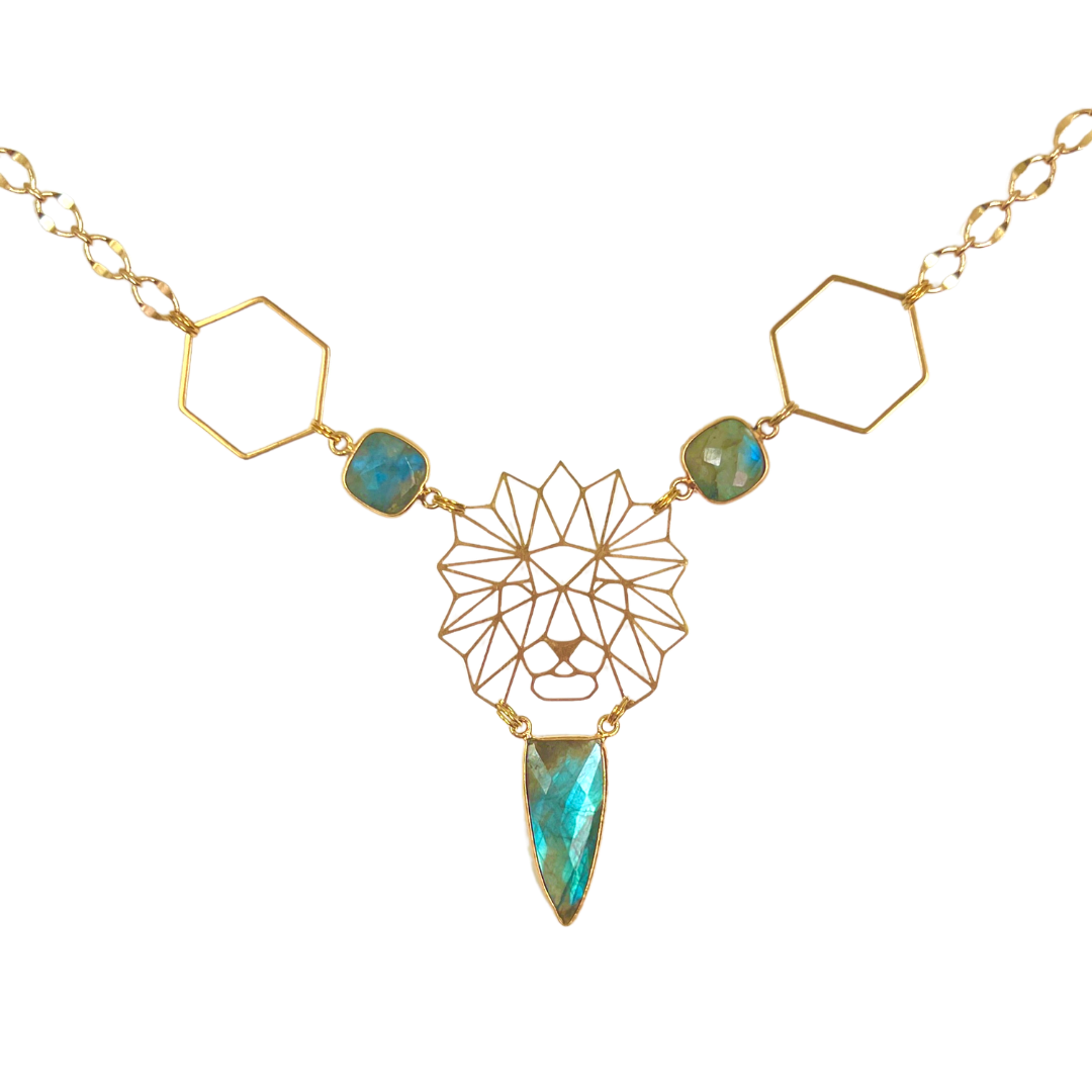 Fierce Lion Labradorite Necklace