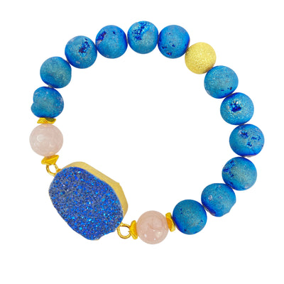 Cosmic Blue Druzy Beaded Bracelet
