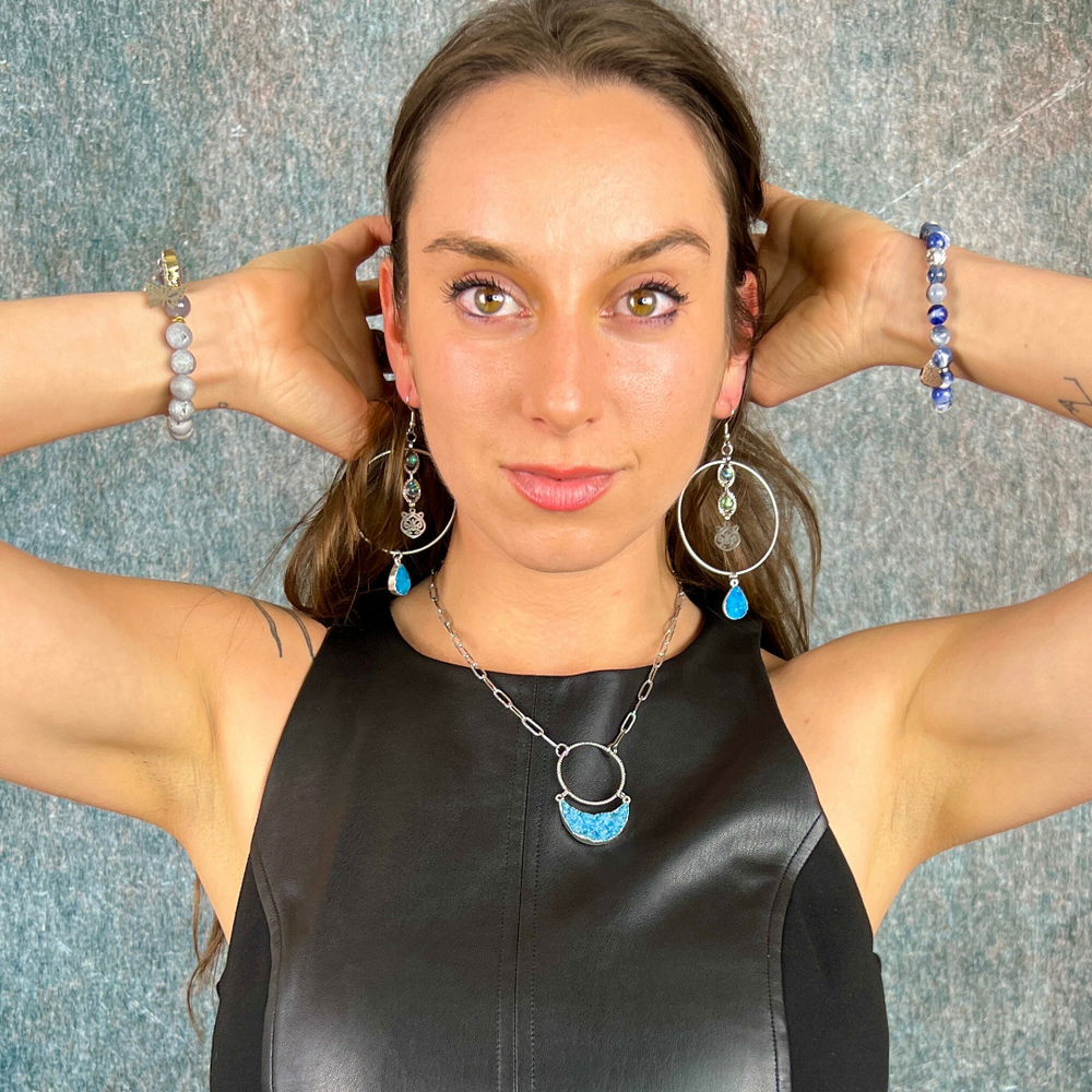 stainless steel druzy hoop earrings