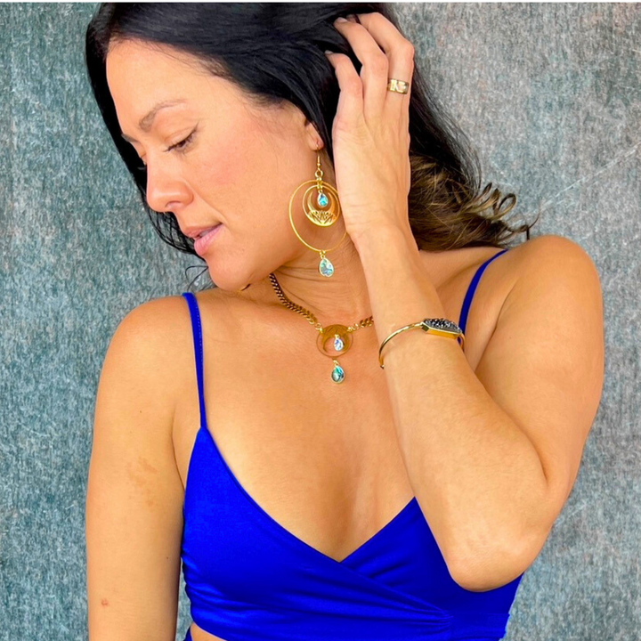 Crescent Moon Lotus Shell Necklace