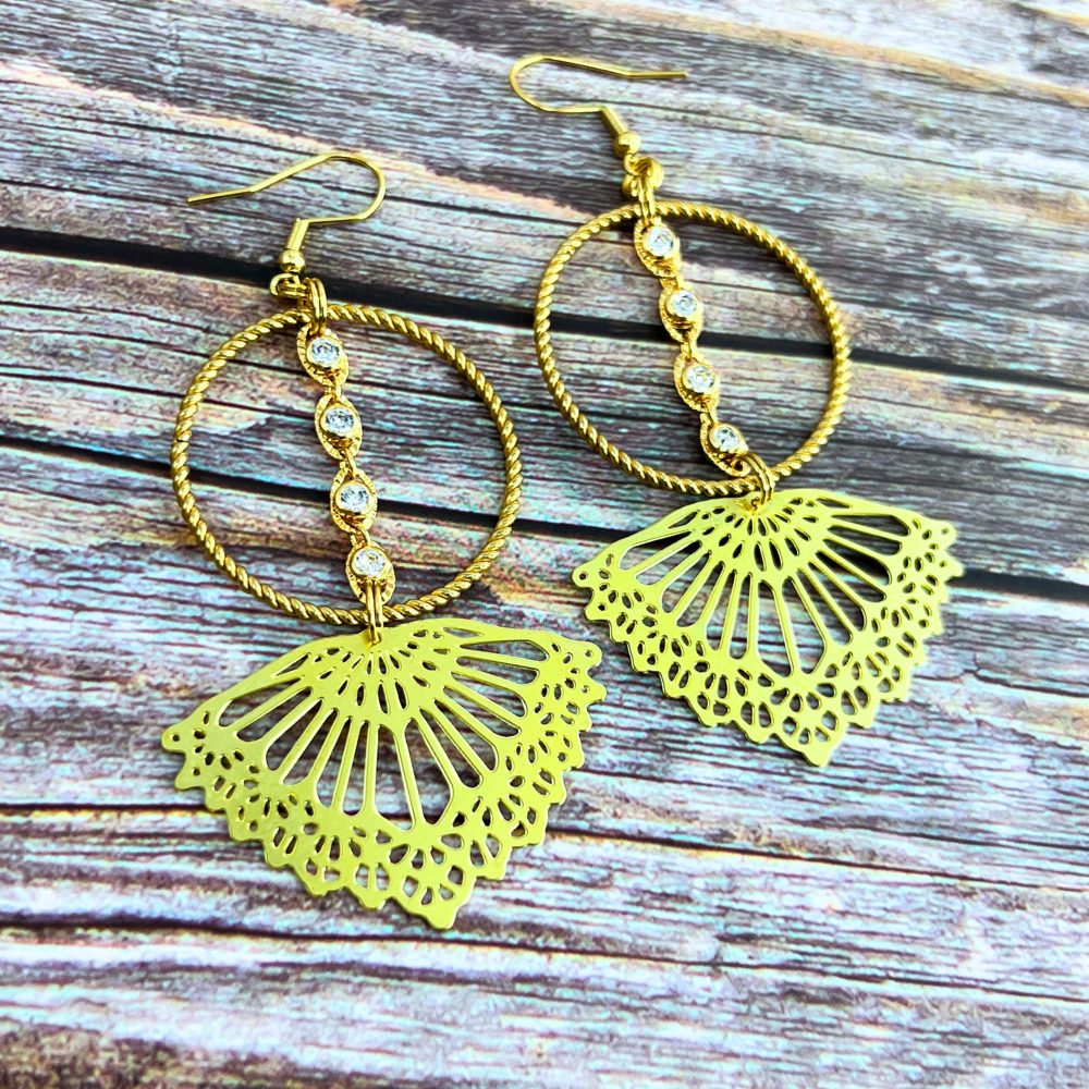 Lace Zircon Midi Hoop Earrings