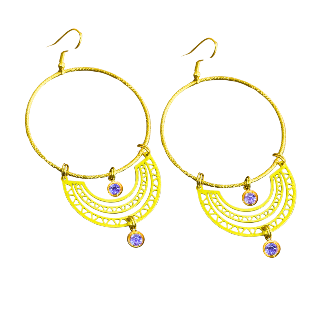 Gold Geometric Hoop Crystal Earrings