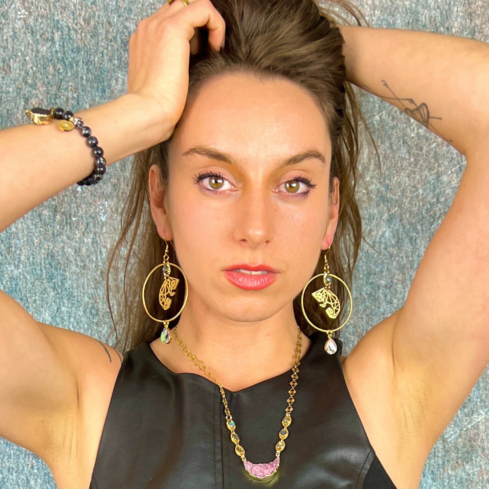 shell gold hoop chameleon earrings