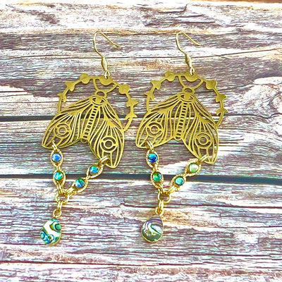 gold moth earrings