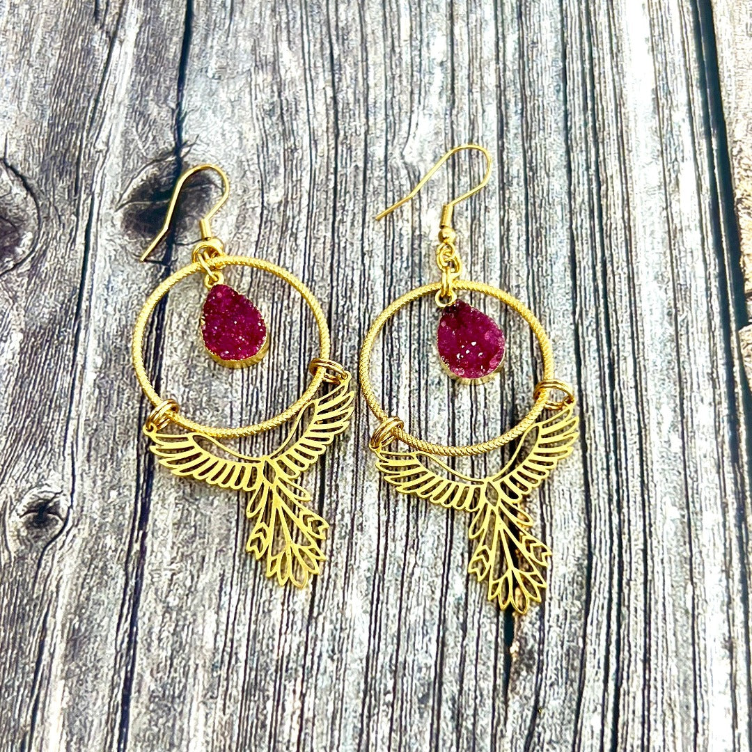 bird hoop earrings