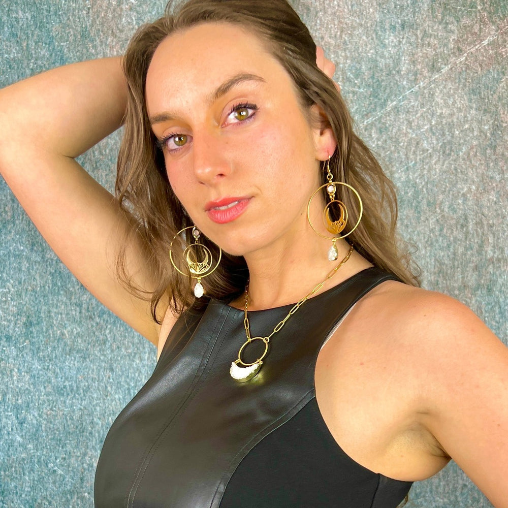 moon shell druzy earrings
