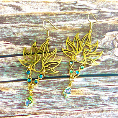 gold peacock earrings