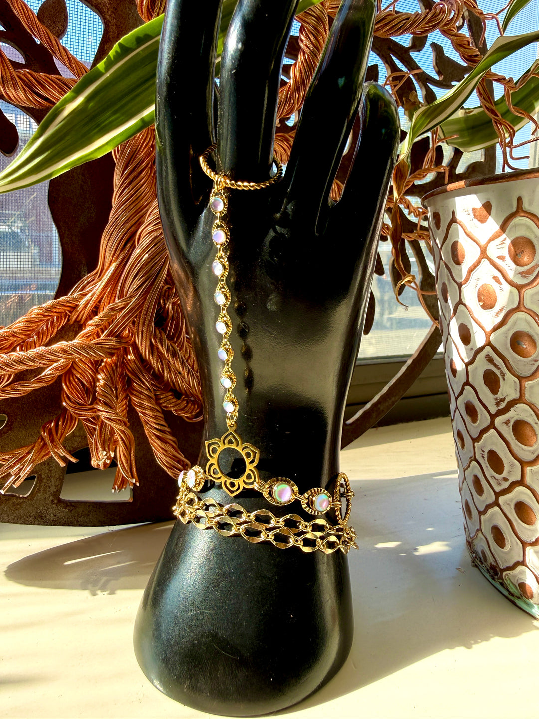 Lotus Mother of Pearl Hand Chain