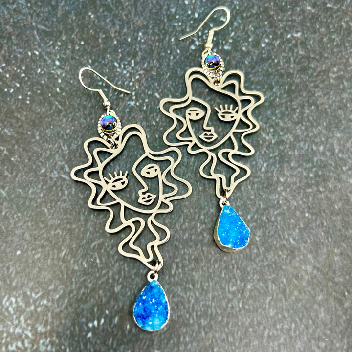 Curly Girl Druzy Steel Earrings