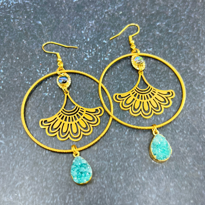 Ginkgo Leaf Hoop Earrings