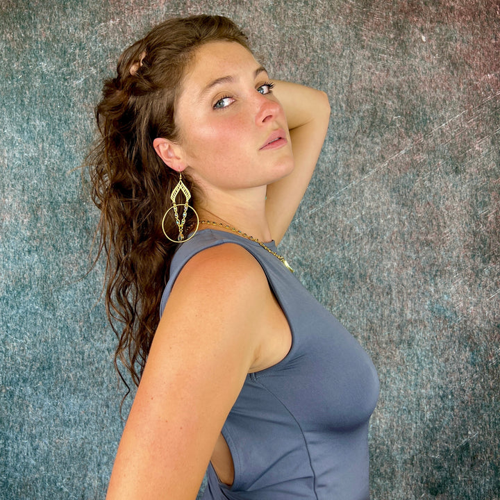 Gold Hoop Shell Flame Earrings