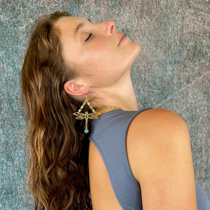 Gold Mega Dragonfly Earrings