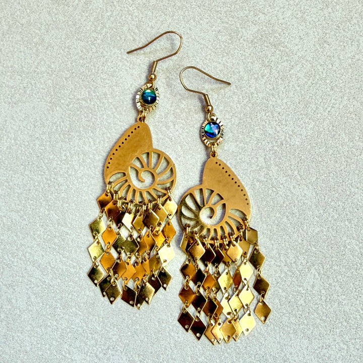 Hera Fringe Earrings - Abalone