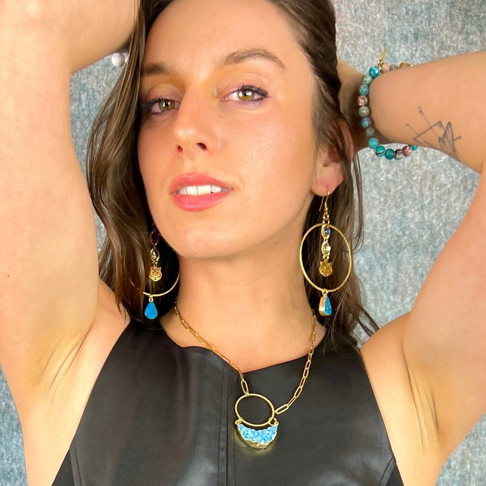 cat charm hoop earrings