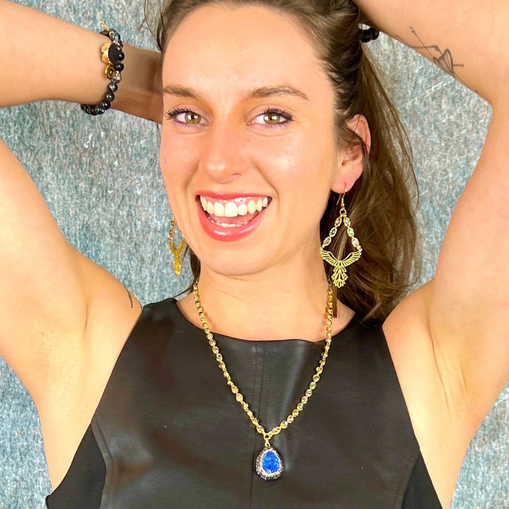 phoenix bird shell gold earrings