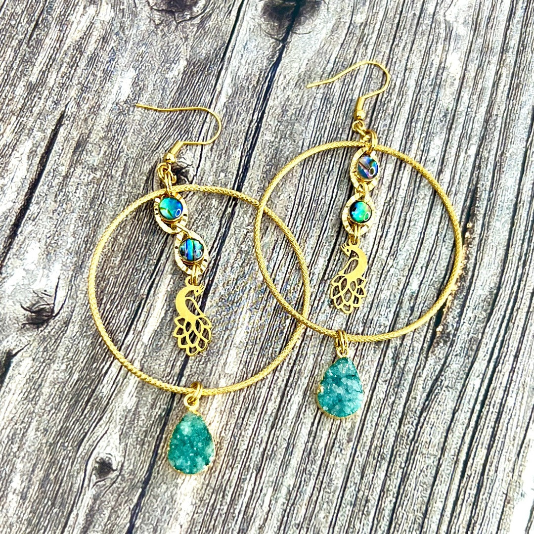 gold hoop druzy earrings