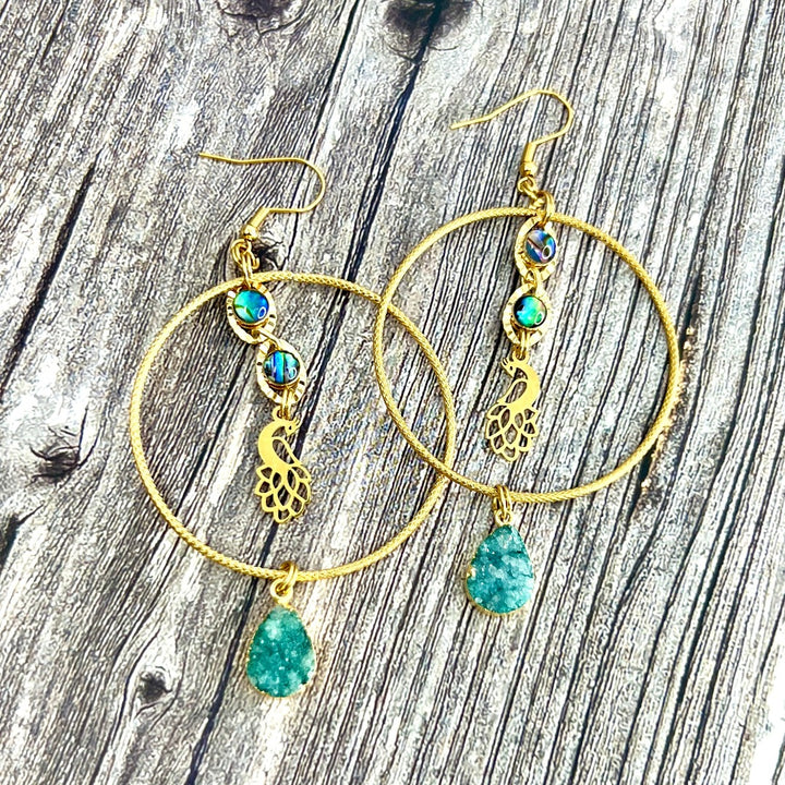 gold hoop druzy earrings