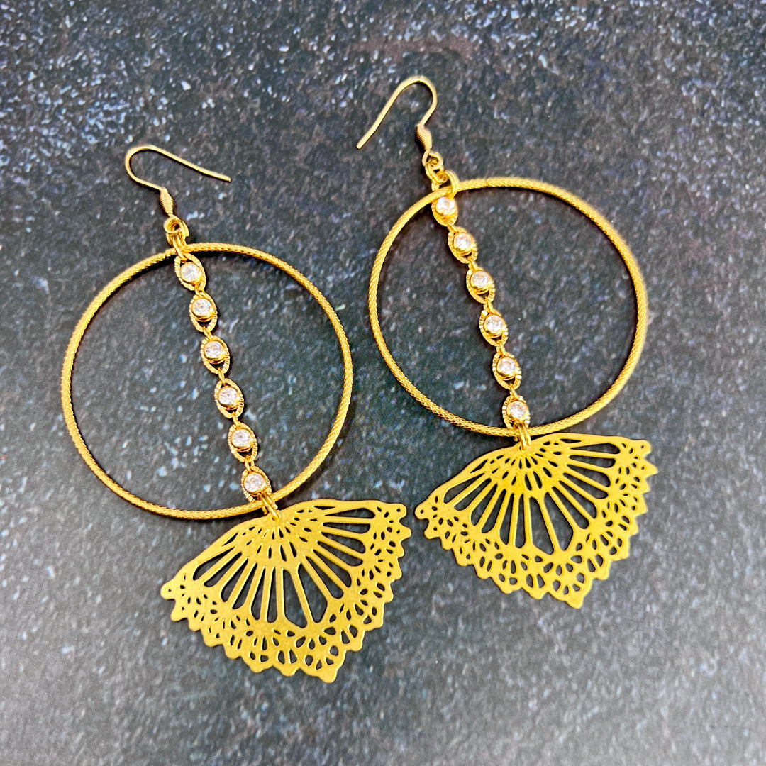 Lace Zircon Maxi Hoop Earrings