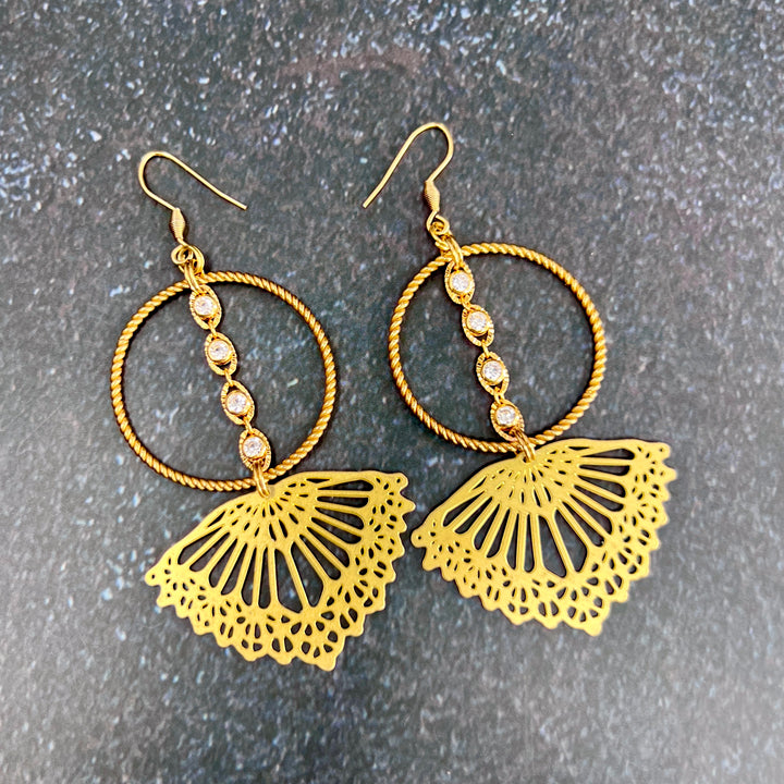 Lace Zircon Midi Hoop Earrings