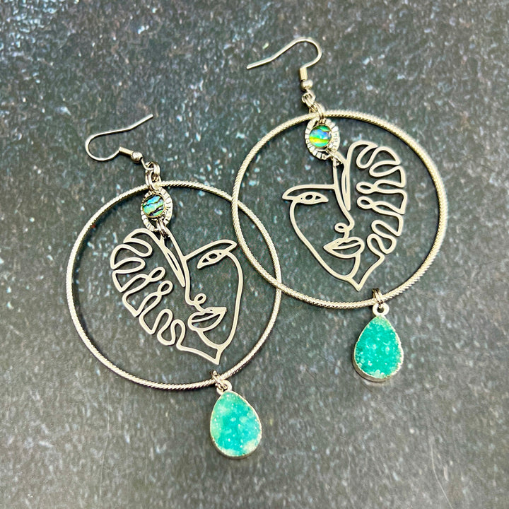 Jungle Woman Silver Druzy Earrings