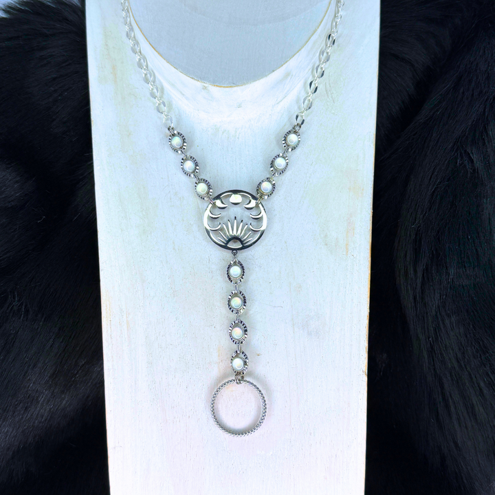 White Silver Sun & Moon Hand Chain Duo