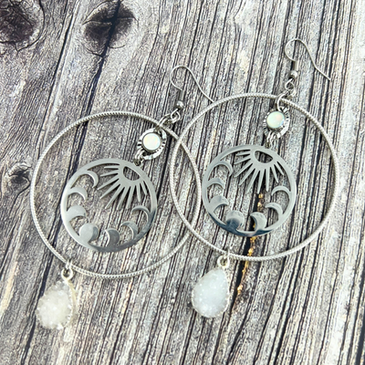 sun moon hoop earrings