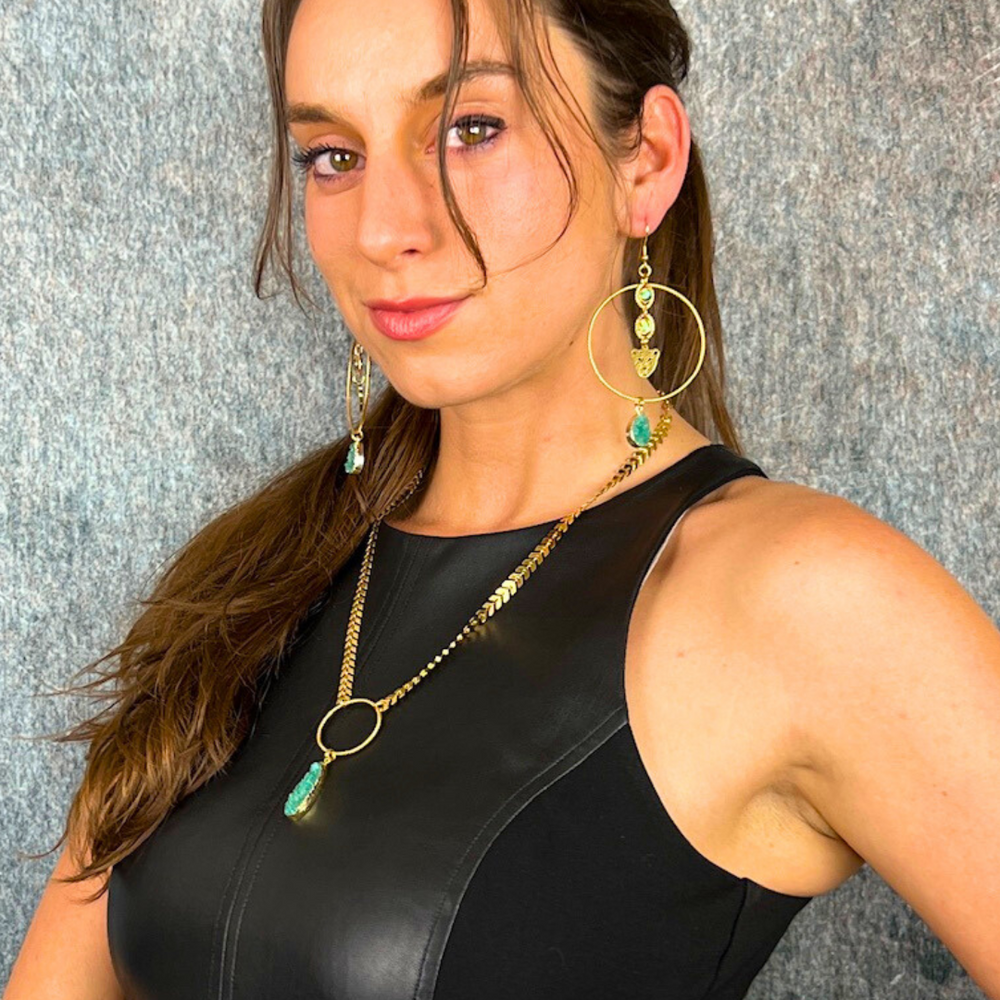 Gold shell druzy earrings 