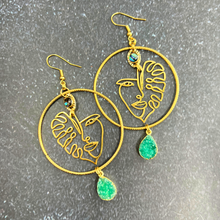 Jungle Woman Druzy Hoop Earrings