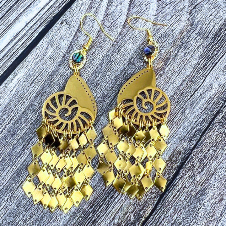 conch shell fringe earrings 