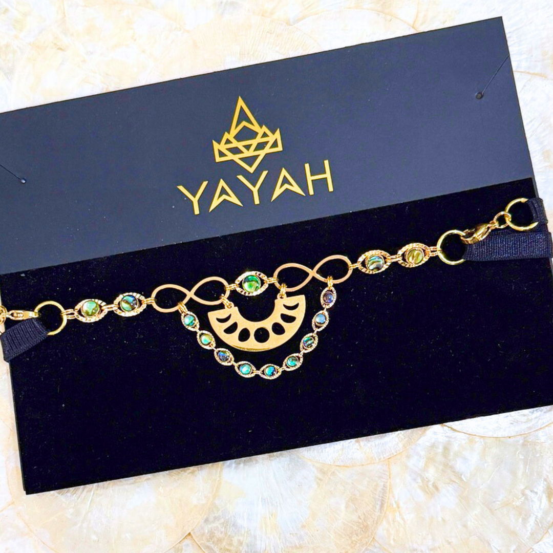 abalone shell body band wear as belt, crown, choker, hatband or garter, 18K gold electroplated