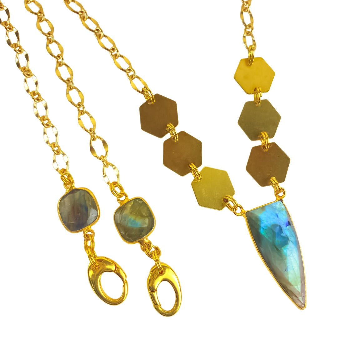 adjustable geometric gemstone necklace