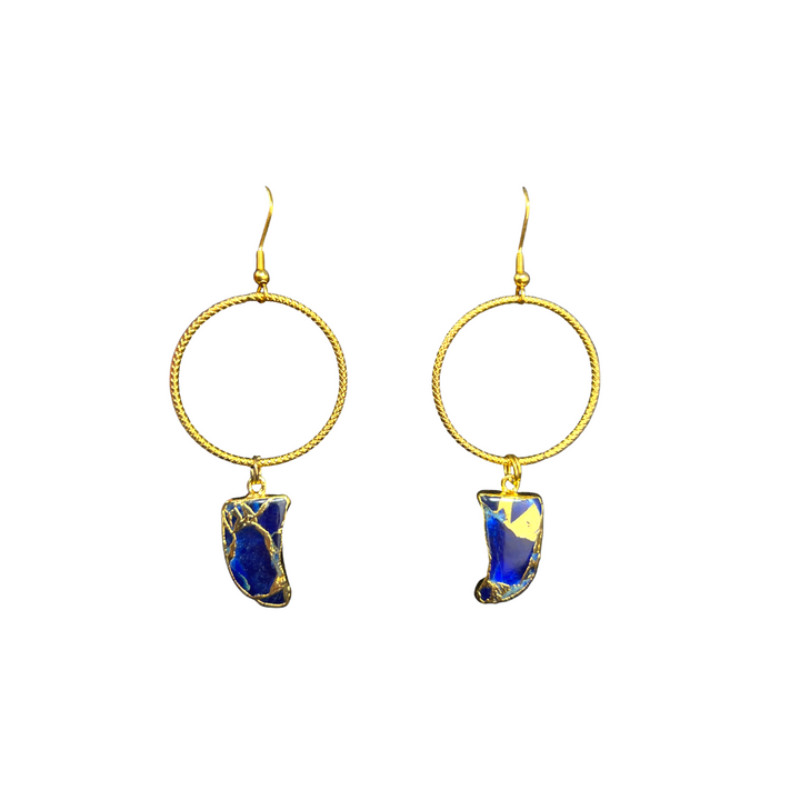 Blue Jade Shark Tooth Earrings
