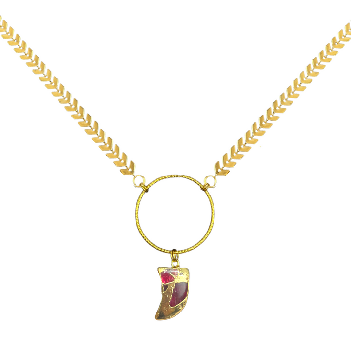 Red Jade Shark Tooth Shape Necklace