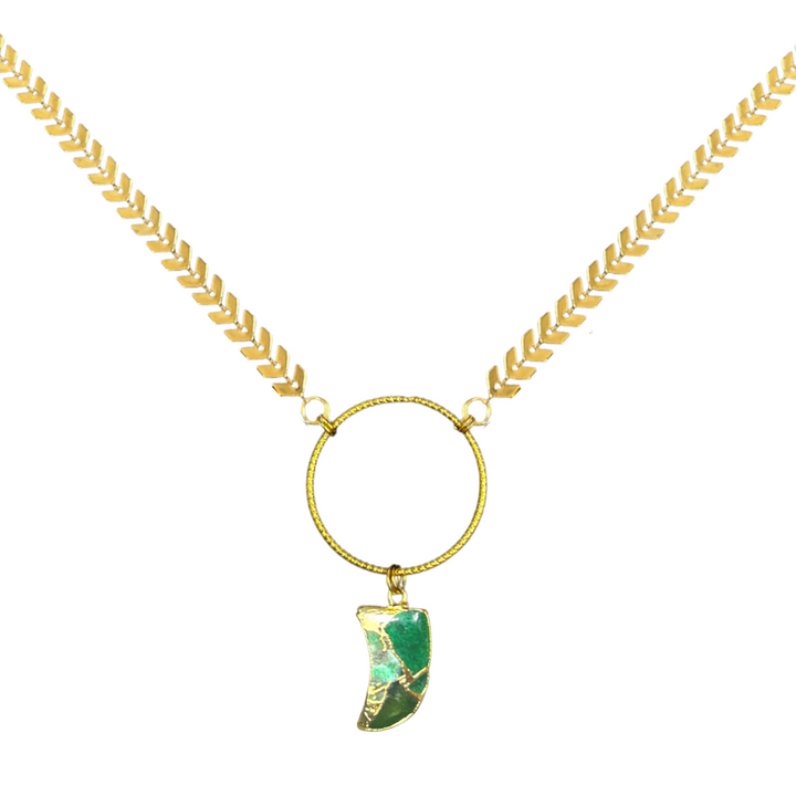 Green Jade Shark Tooth Shape Necklace